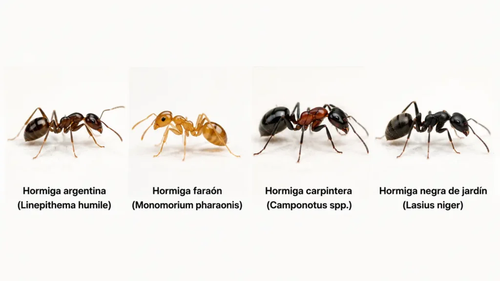 Plaga de hormigas: identificación, riesgos y control limpio en viviendas y negocios hormigas-comunes-nombres-especies